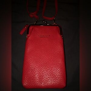 Vibrant Red Pebbled Leather Crossbody Bag